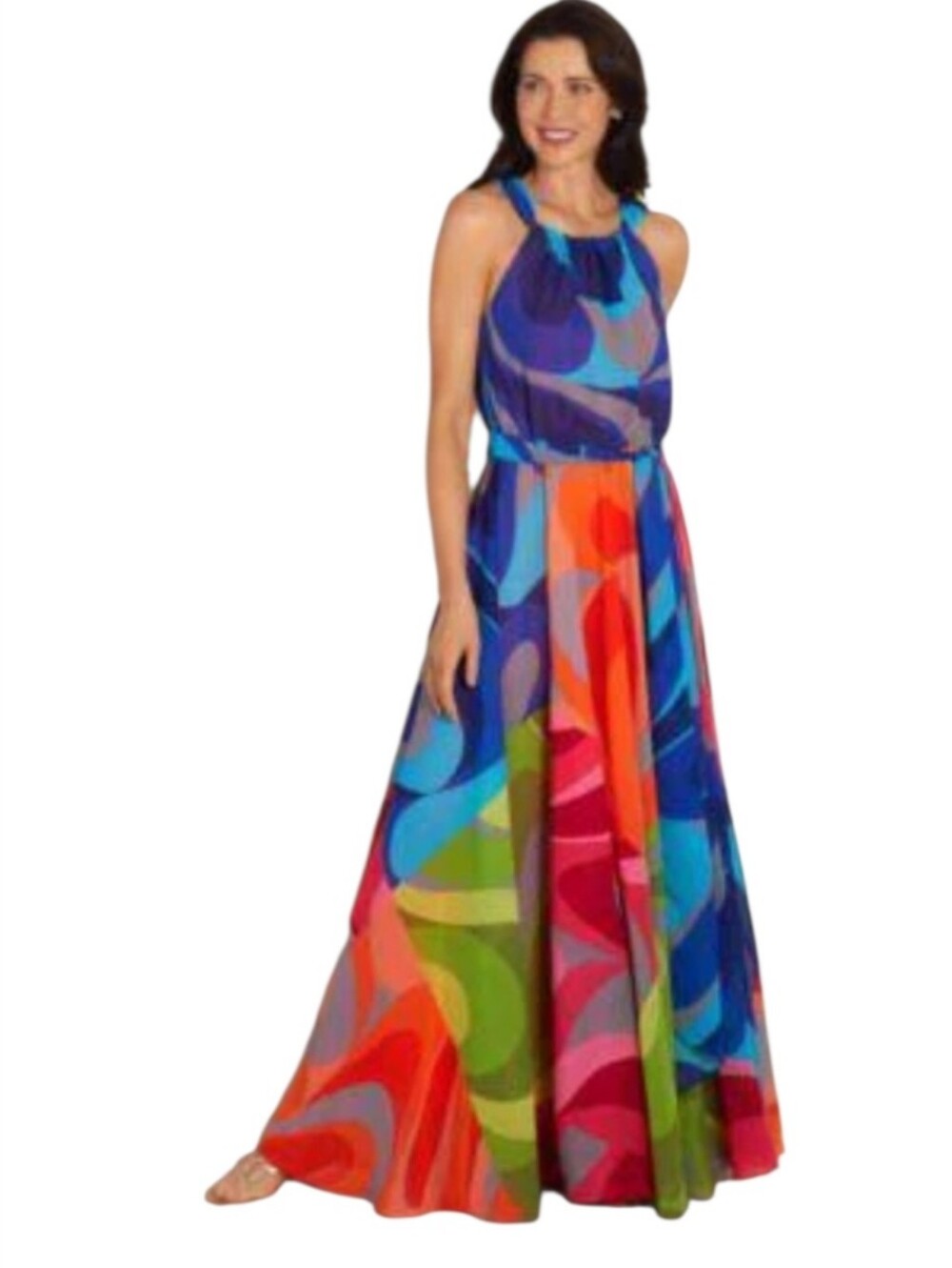 Muse Multicolor Swirl Print Maxi Dress Size 6